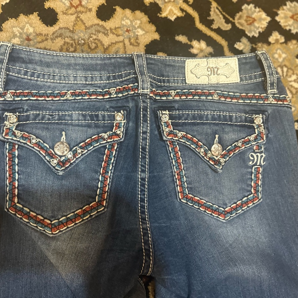 Miss Me Women's Blue Jeans with Red Accents